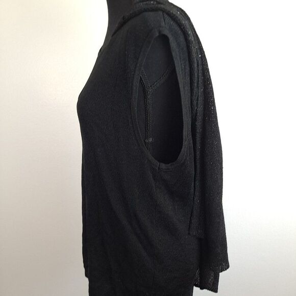 NWT Chicos Sequin Shiny Chrissy Cape Sleeveless Pullover Black Sweater - Picture 5 of 8